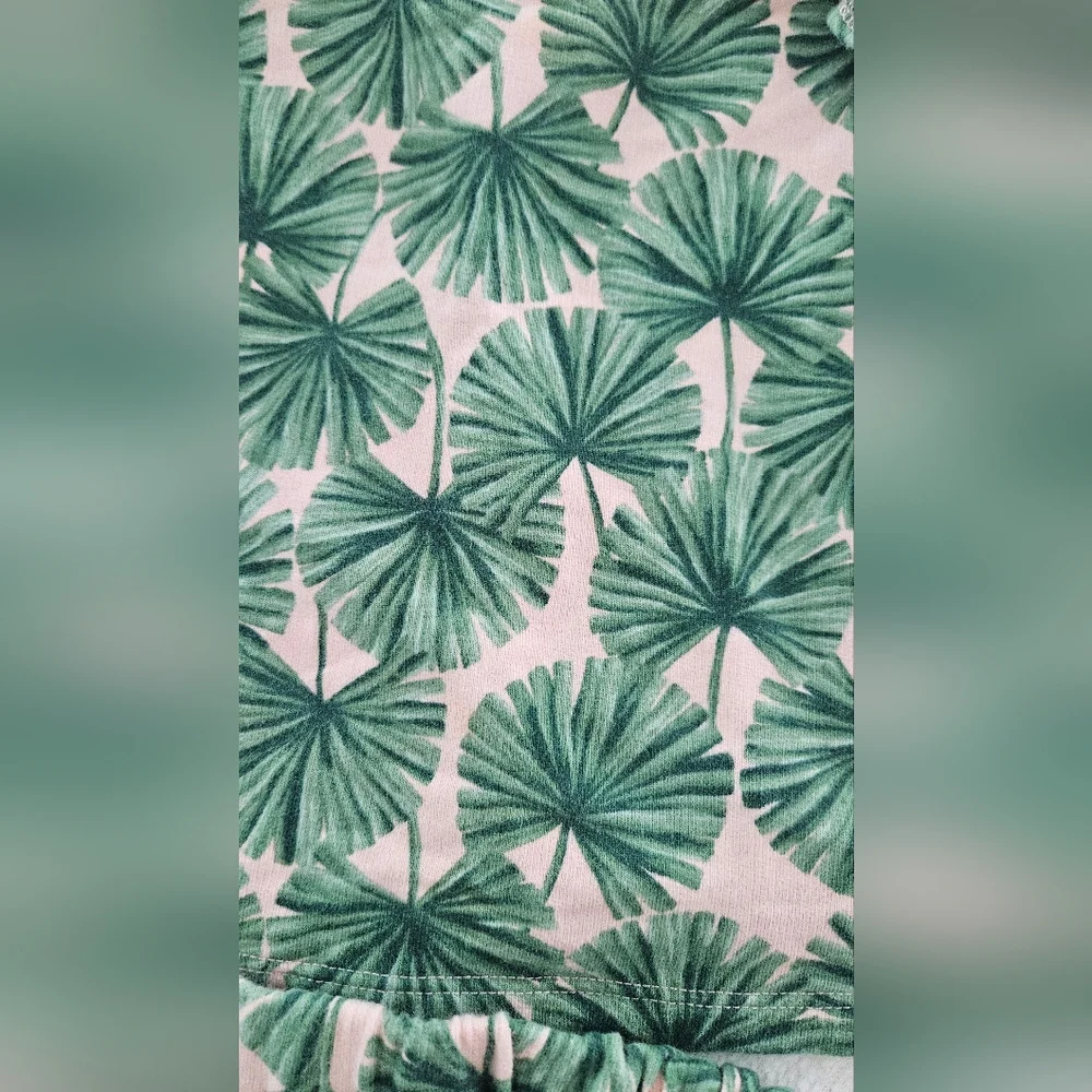 Janie and Jack Pink and Green Tropical Palm Matching Set
